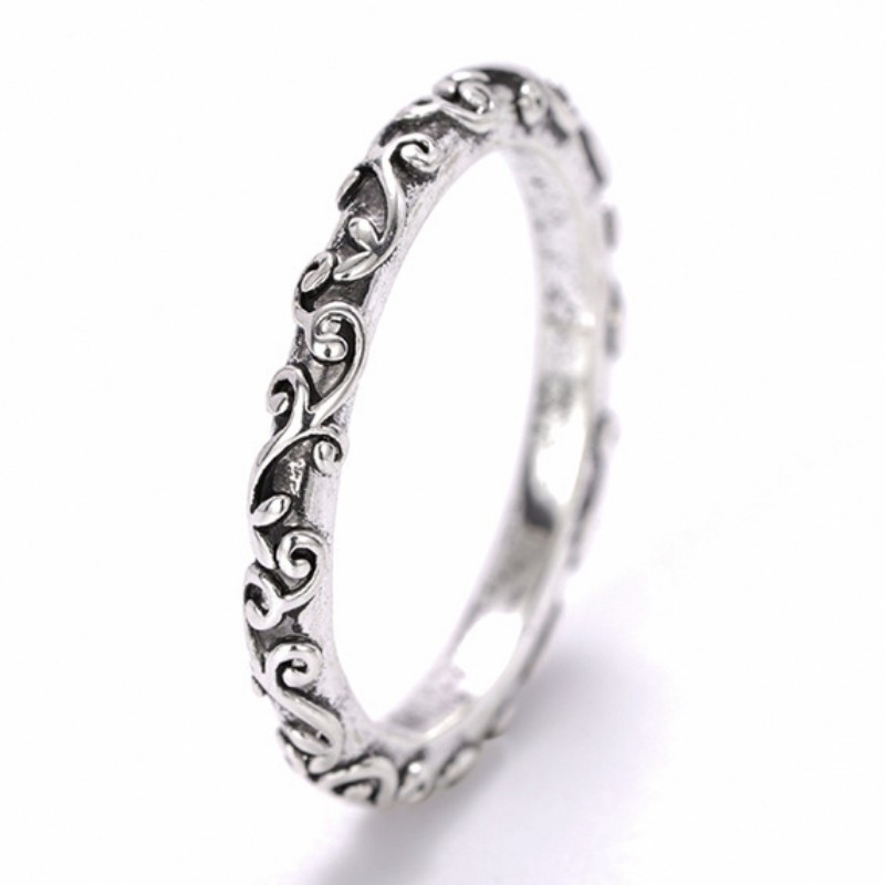 Women's Retro Carving Branches & Leaves Adjustable Ring, Bohemian Style